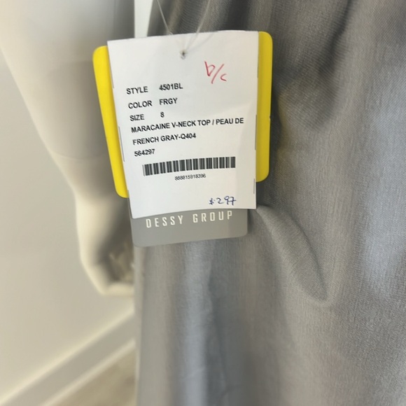 NWT SAMPLE SALE Dessy 4501 size 8 Black/Fr Grey(Silver) Peau de Soie Pristine - Picture 5 of 6